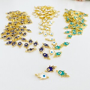 Evil Eye Charm Bead Spacer - 10x27mm Sideways Crystal Rhinestone Connector For Jewelry Making - View #7