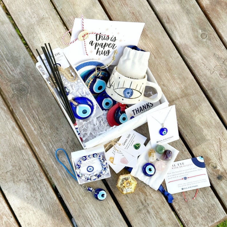 Christmas Gift Box Evil Eye, Greek Evil Eye Bead Jewelry, Gift Basket for Men Women, Self Care Package, House Protection, Spiritual Gift Box image 8