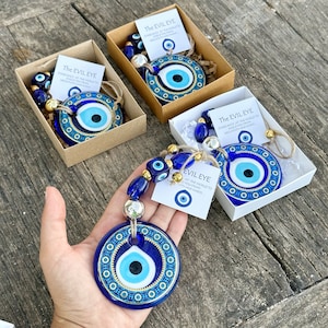 Greek Evil Eye Wall Hanging, Christmas Home Decor, Housewarming Gift, Christmas Ornament, Evil Eye Home Decor, House Protection imagen 9