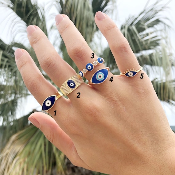 Buy KRYSTALZ Turkish Evil Eye Gold Plated Adjustable Ring for Women & Girl  Open Wrap Reiki Healing Cubic Zirconia Ring for Girlfriend/bestfriend  (Style - 2, Metal) at Amazon.in