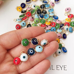 Gold Evil eye charm, 25 pcs, Evil eye beads for connectors, evil eye connectors, evil eye pendant, glass evil eye charm, diy jewelry supply image 5