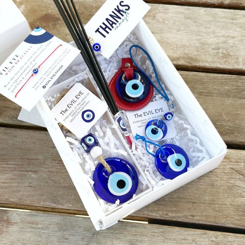 Christmas Gift Box Evil Eye, Greek Evil Eye Bead Jewelry, Gift Basket for Men Women, Self Care Package, House Protection, Spiritual Gift Box image 6