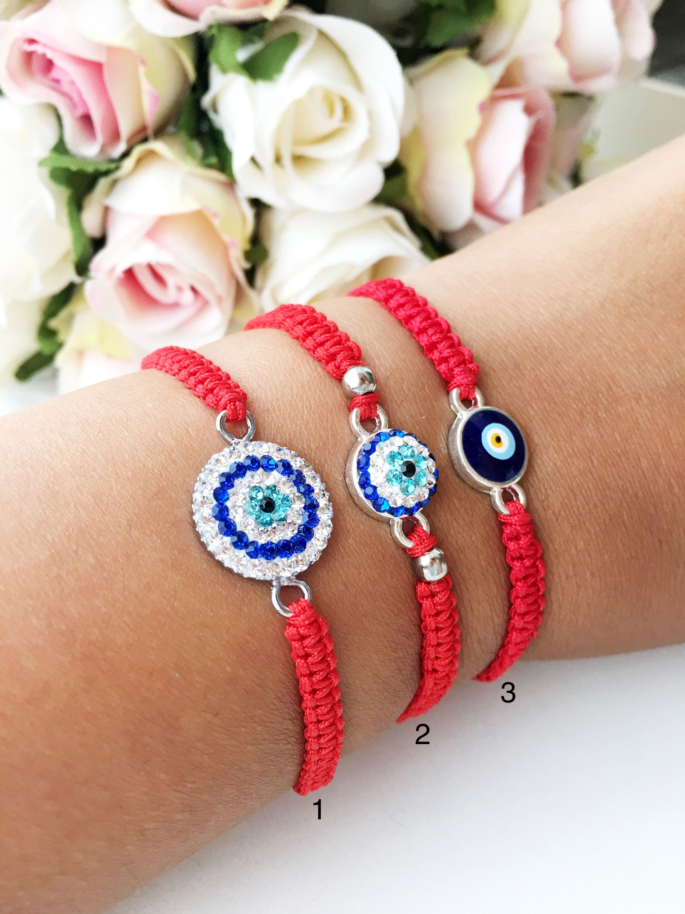 Red String Bracelet Evil Eye Bracelet Zirconia Bracelet Etsy