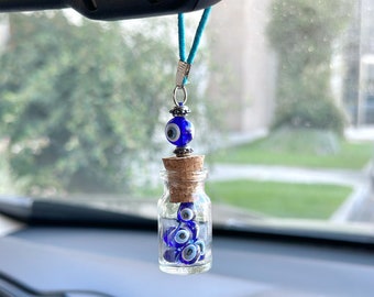 Evil Eye Car Charm, Mini Evil Eye Bottle Mirror Charm, Evil Eye Protection for Car, Christmas Gift Ideas, Car Charm Amulet, Nazar Bead