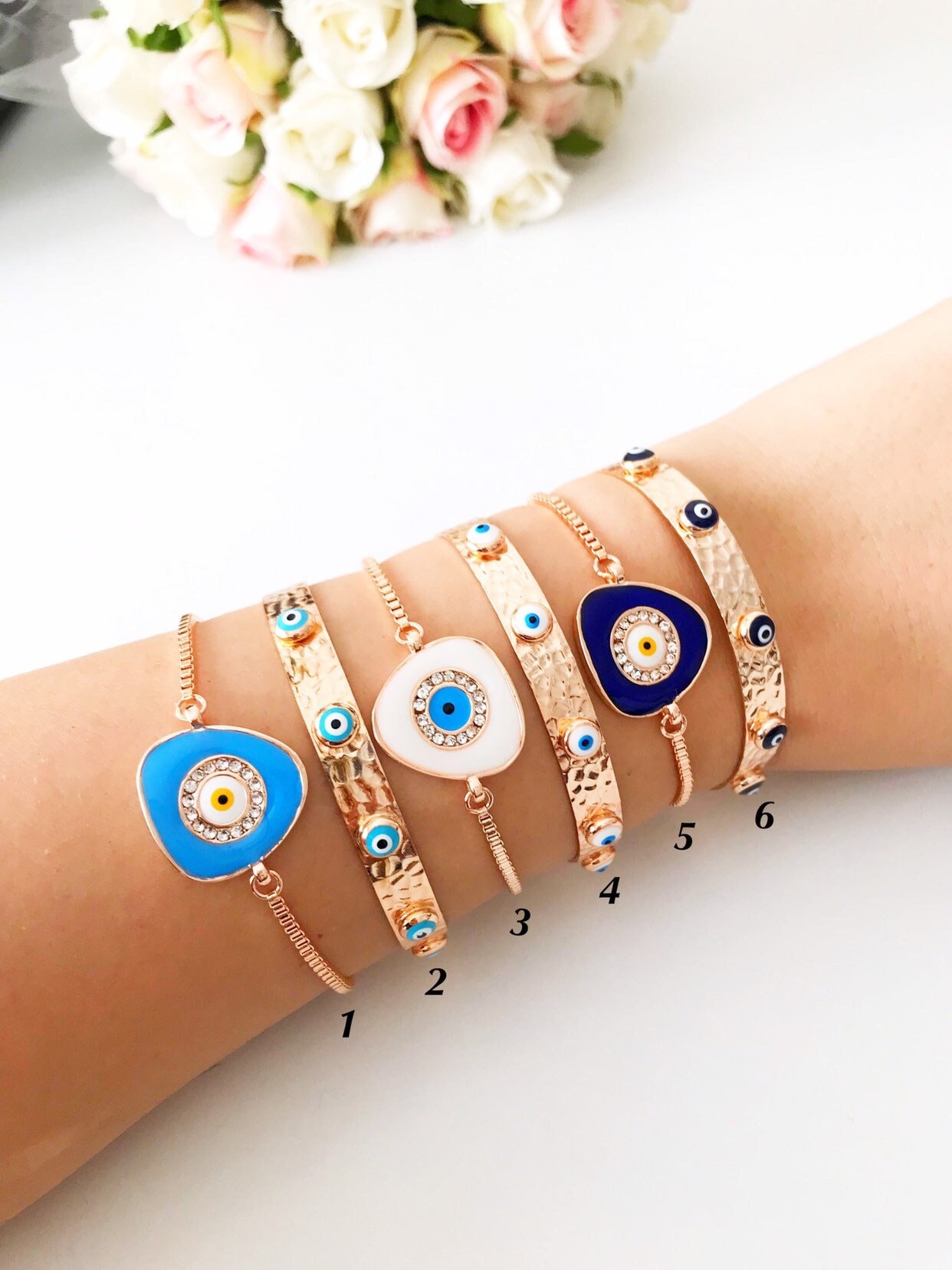 Bracelet œil Maléfique Double Couche - Clip Papier Or - Ajustable - Pour Femmes Et Filles - Cadeau Amitié, Anniversaire - 3