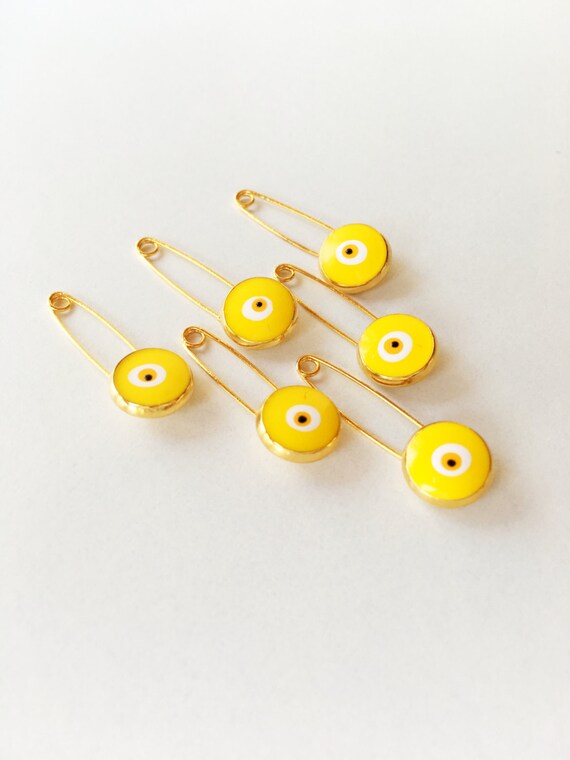 Gold Evil Eye Safety Pin, Lucky Evil Eye Safety Pin, Baby Pins –  Evileyefavor