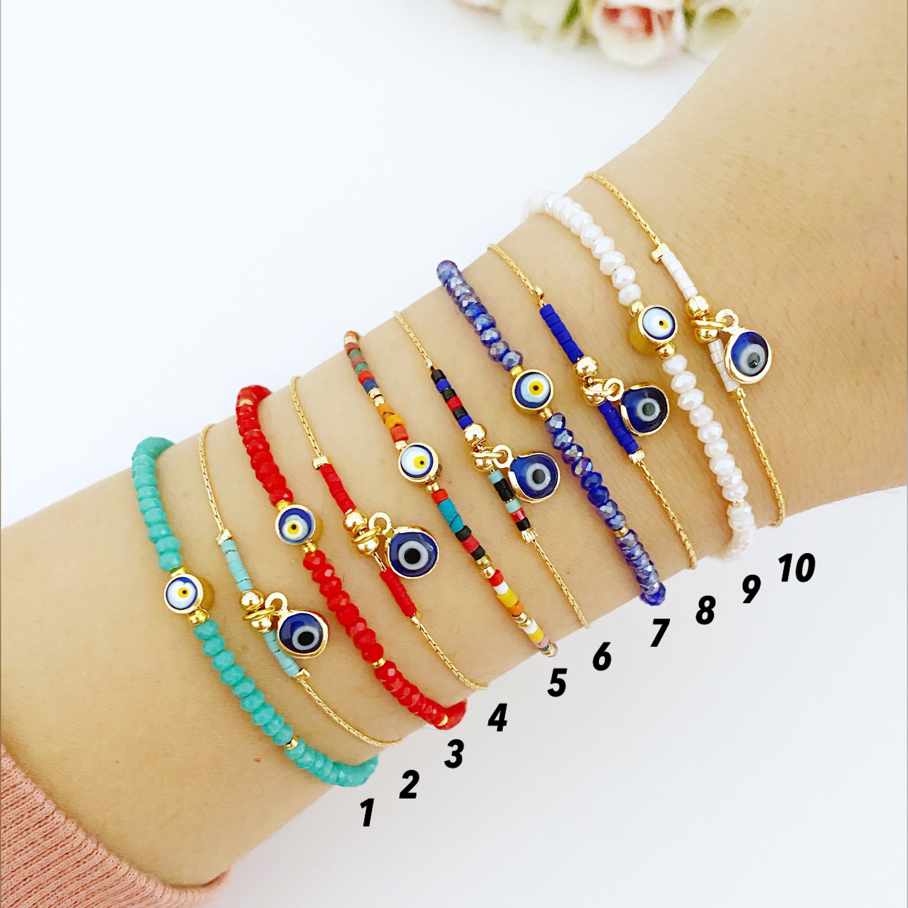Evil eye seed bead bracelet hotsell