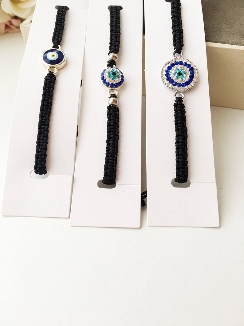 Evil Eye Bracelet Black String Bracelet Macrame Bracelet Etsy