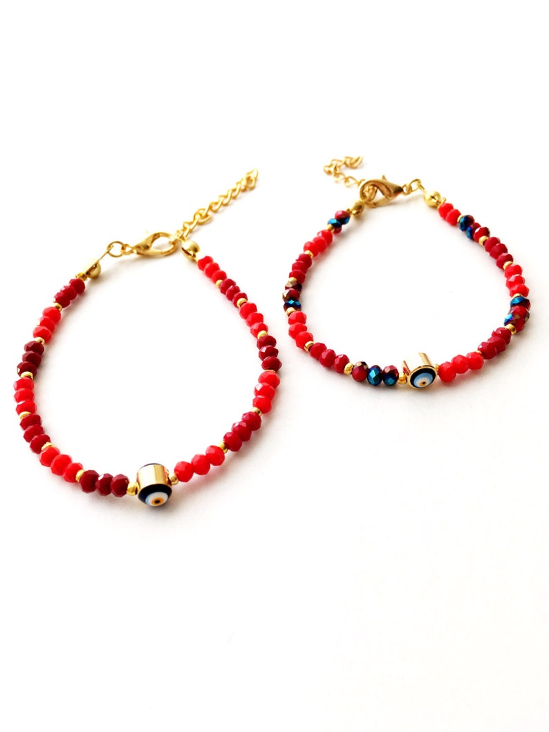 Evil Eye Bracelet Red Beaded Bracelet Miyuki Beads Bracelet Etsy