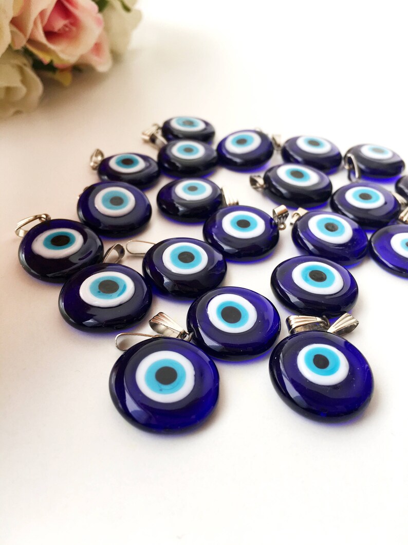 Evil Eye Beads Blue Evil Eye Charm Murano Glass Beads Evil Etsy