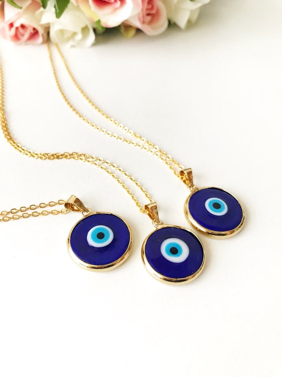 Evil Eye Necklace, Blue Evil Eye Bead, Evil Eye Charm Necklace