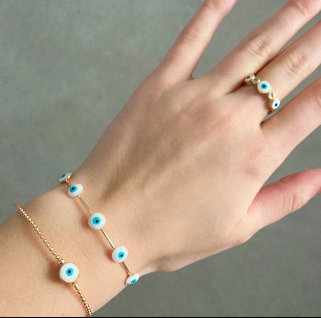 Evil Eye Jewelry, White Evil Eye, Evil Eye Bracelet, Evil Eye Ring