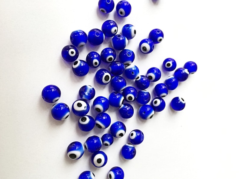 Blue Evil Eye Beads 8mm 10mm Glass Beads for Bracelets Etsy