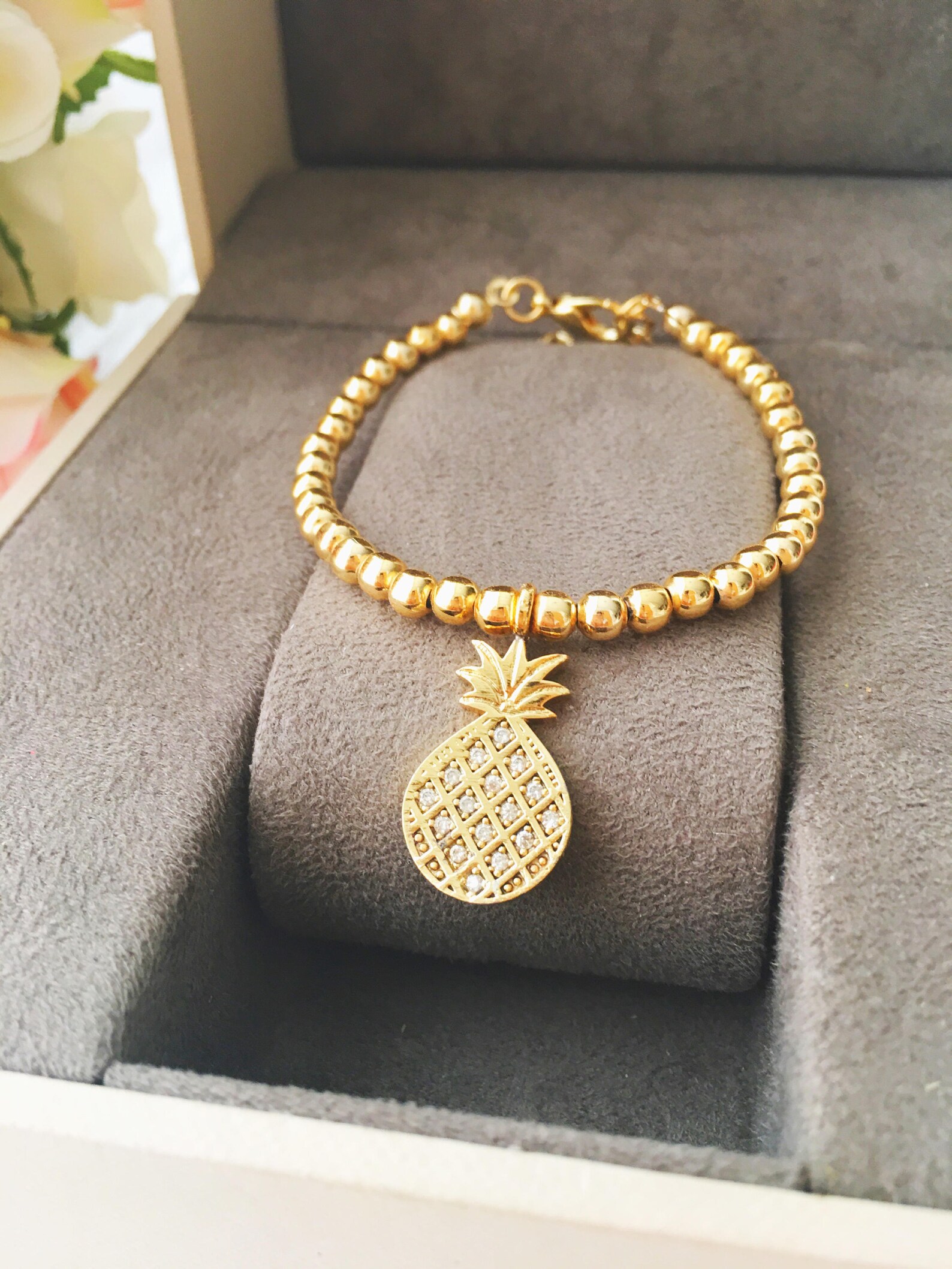 Pineapple bracelet gold bracelet bridesmaid gift pineapple Etsy