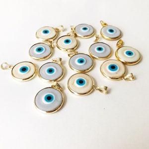 Evil eye beads 5 pcs, murano glass beads, evil eye charm for necklace, glass evil eye charms, evil eye necklace, ojoturco charms, maldeojo image 5