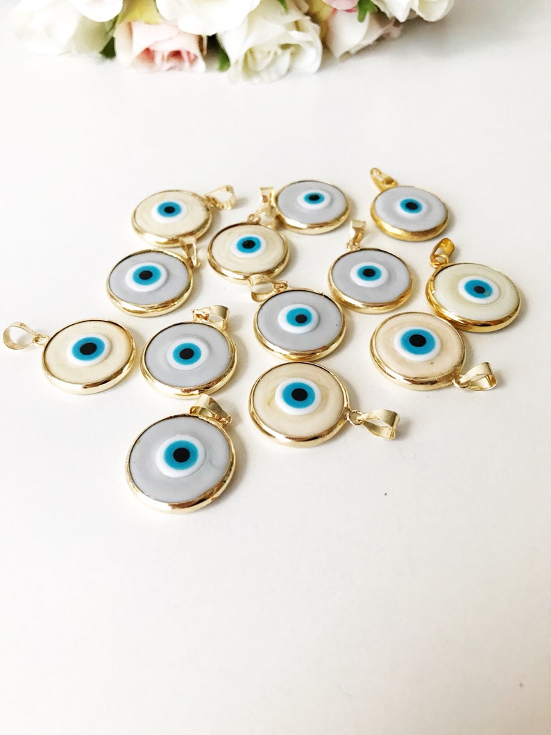 Evil eye beads 5 pcs, murano glass beads, evil eye charm for necklace, glass evil eye charms, evil eye necklace, ojoturco charms, maldeojo image 5