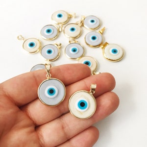 Evil eye beads 5 pcs, murano glass beads, evil eye charm for necklace, glass evil eye charms, evil eye necklace, ojoturco charms, maldeojo image 7