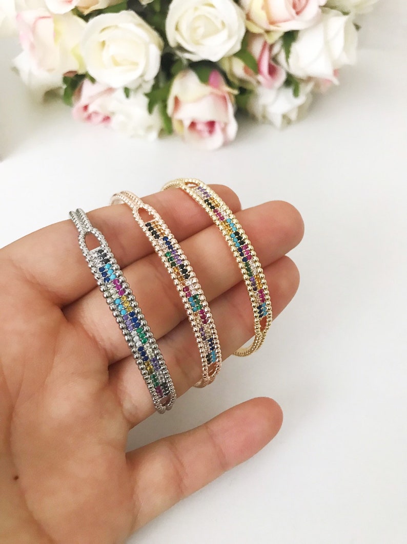 Bangle Bracelet Beaded Bangle Bracelet Bracelets Zircon Etsy