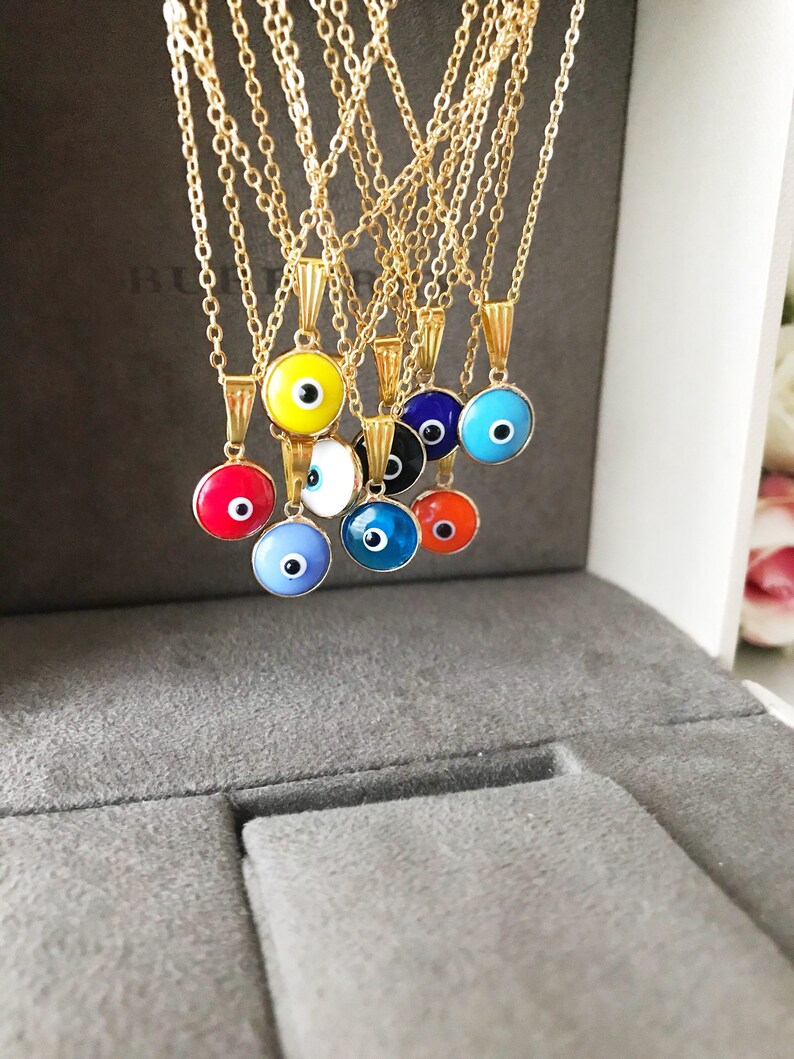 Turkish evil eye necklace gold Clearance