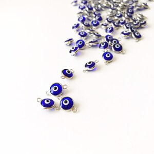 Mini Glass Evil Eye Beads, Blue Evil Eye Charm, Connectors for Unique Jewelry Making, Glass Beads for Bracelets and Necklaces, Good Luck bild 9