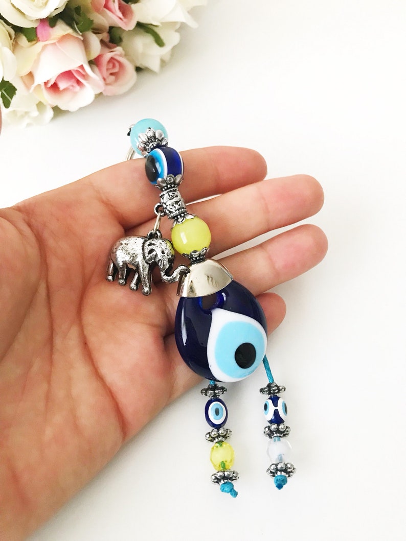 Elephant Keychain Evil Eye Keychain Elephant Keyrings Yoga Etsy