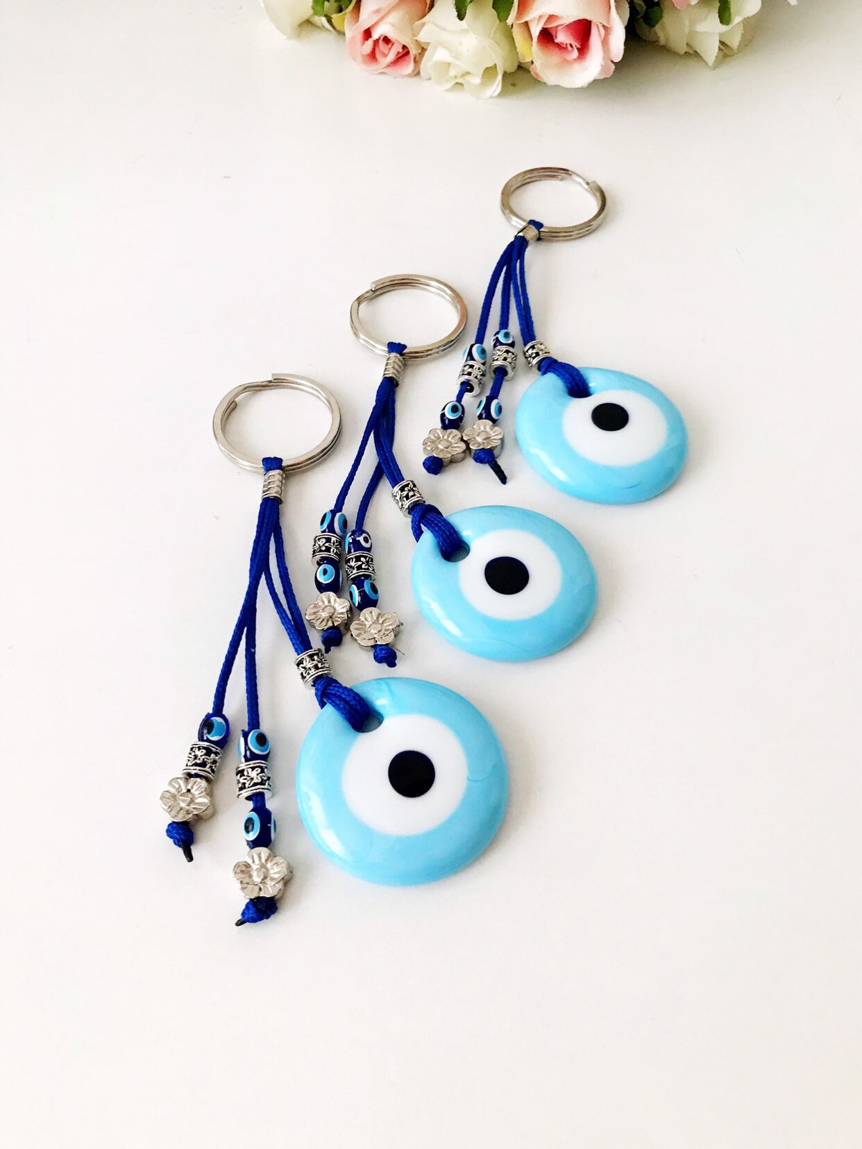 Evil Eye Keychain Turquoise Evil Eye Bead Turquoise Etsy UK