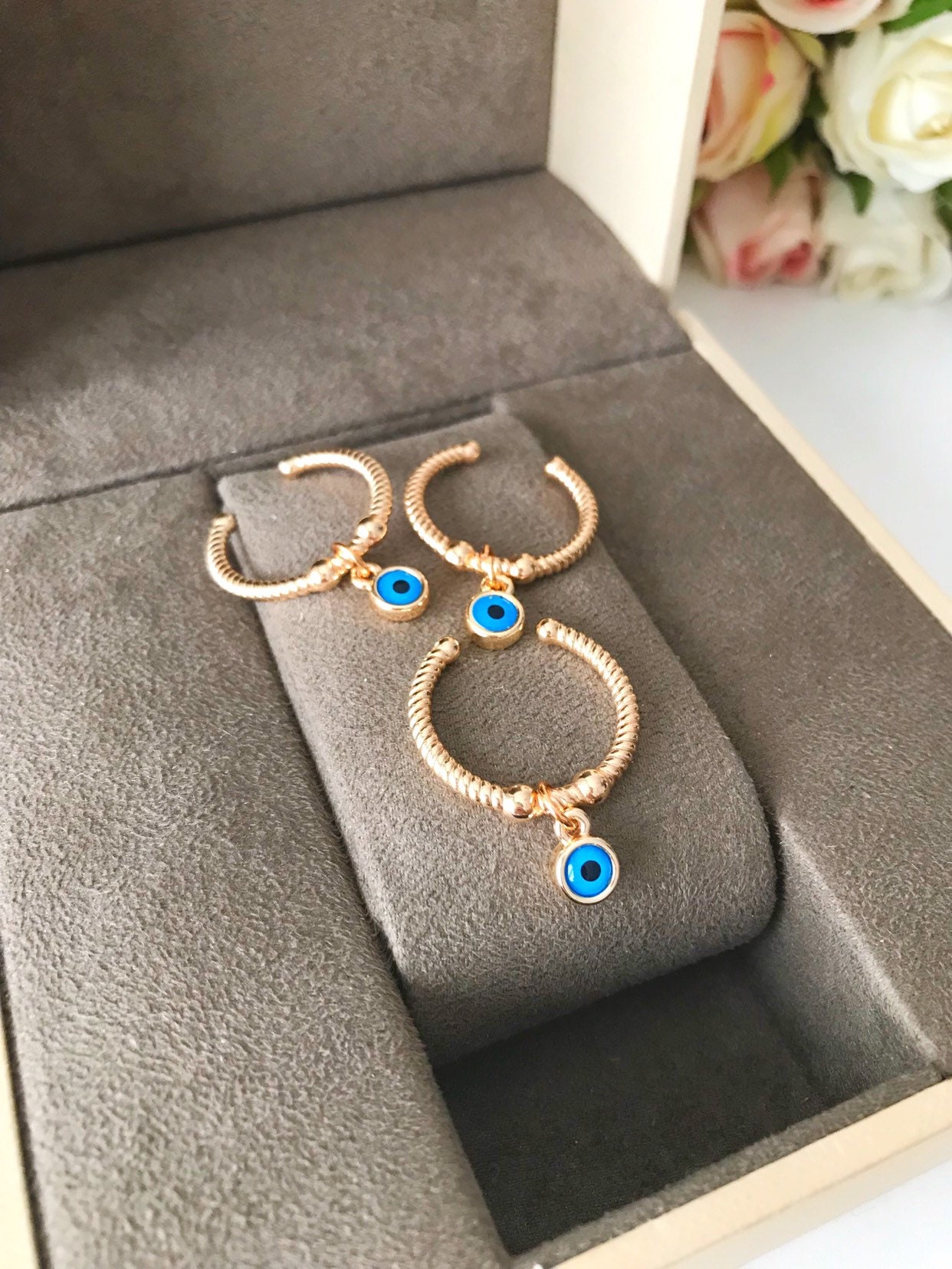 Evil eye charm ring deals