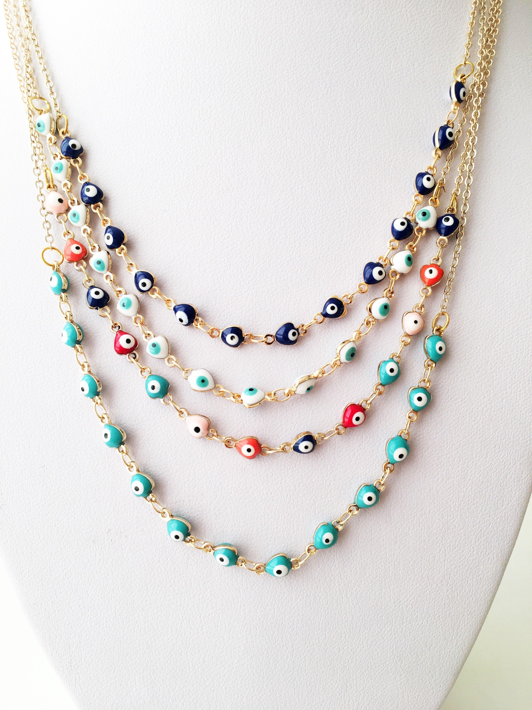 Evil eye beaded necklace deals