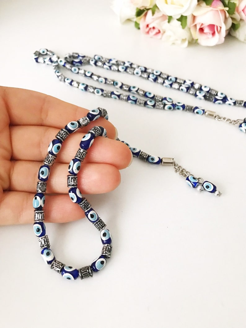 Evil Eye Beads Greek Komboloi Prayer Beads, Evil Eye Car Charm for New Car Gift image 1