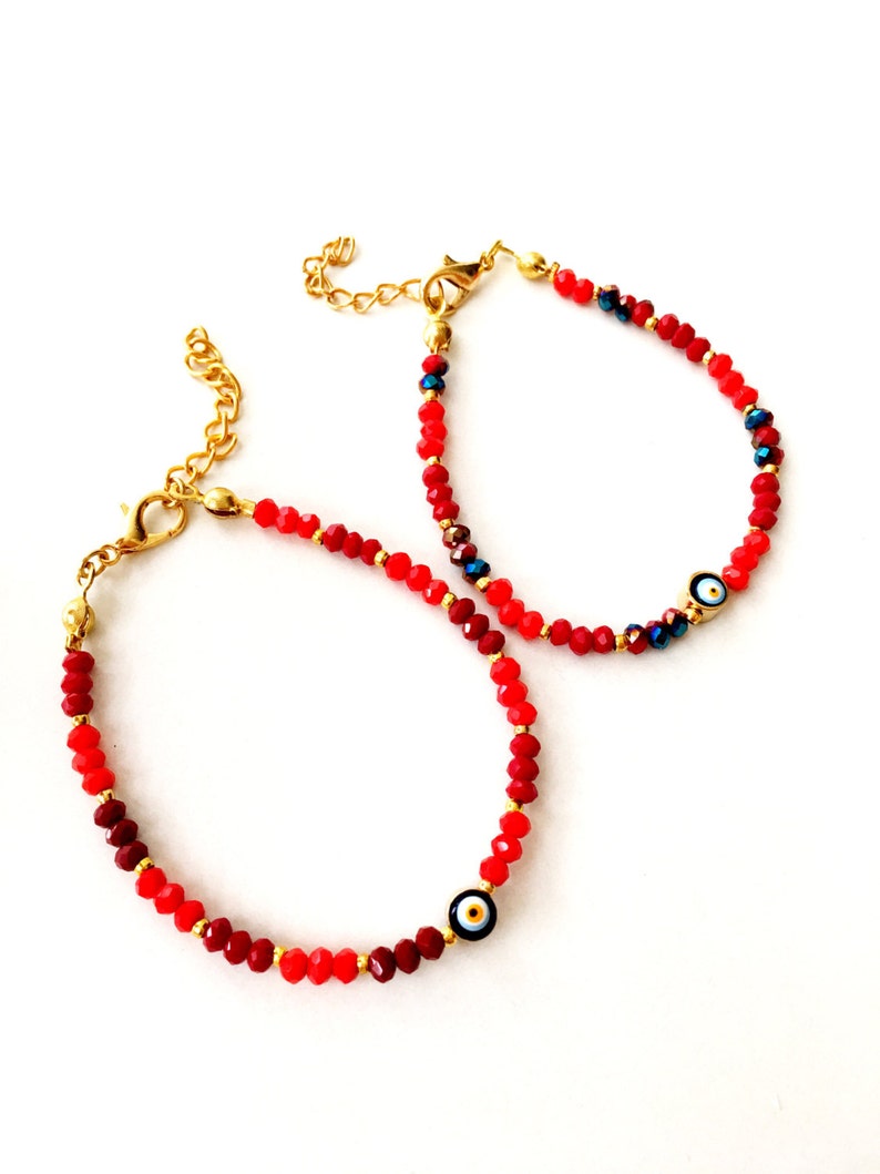 Evil Eye Bracelet Red Beaded Bracelet Miyuki Beads Bracelet Etsy