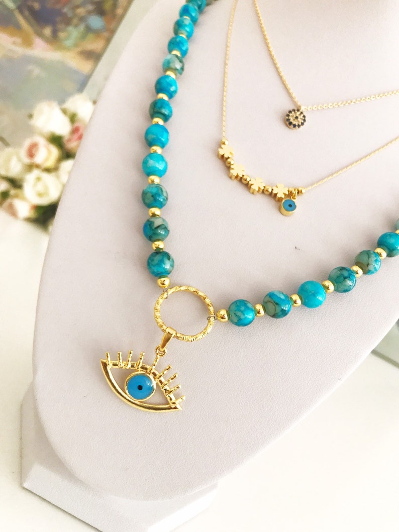 Evil Eye Necklace Evil Eye Jewelry Gold Evil Eye Necklace Etsy