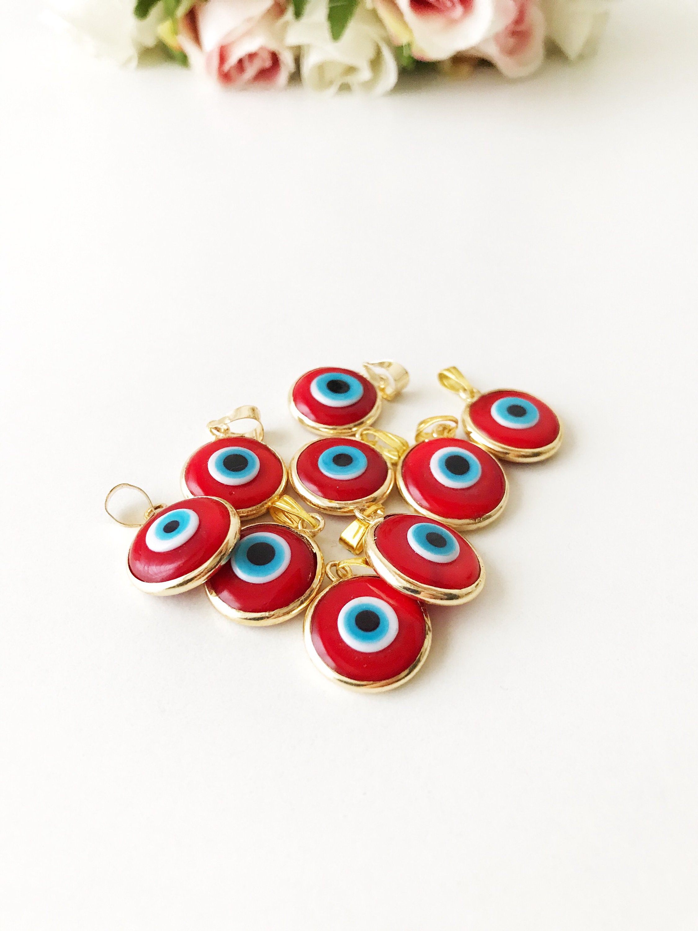 Evil Eye Bead Red Evil Eye Bead Murano Bead Glass Evil Eye Etsy