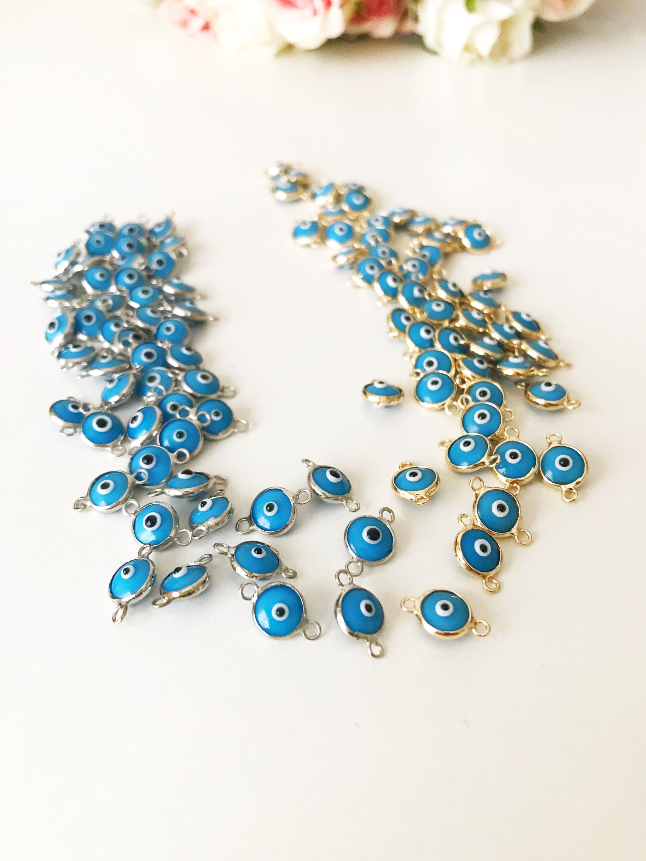 Evil Eye Charm, Silver Evil Eye Charm With Lobster Clasp, 10mm Evil Eye  Beads, Dangle Beads, Evil Eye Bracelet Charm, Keychain Charm, 