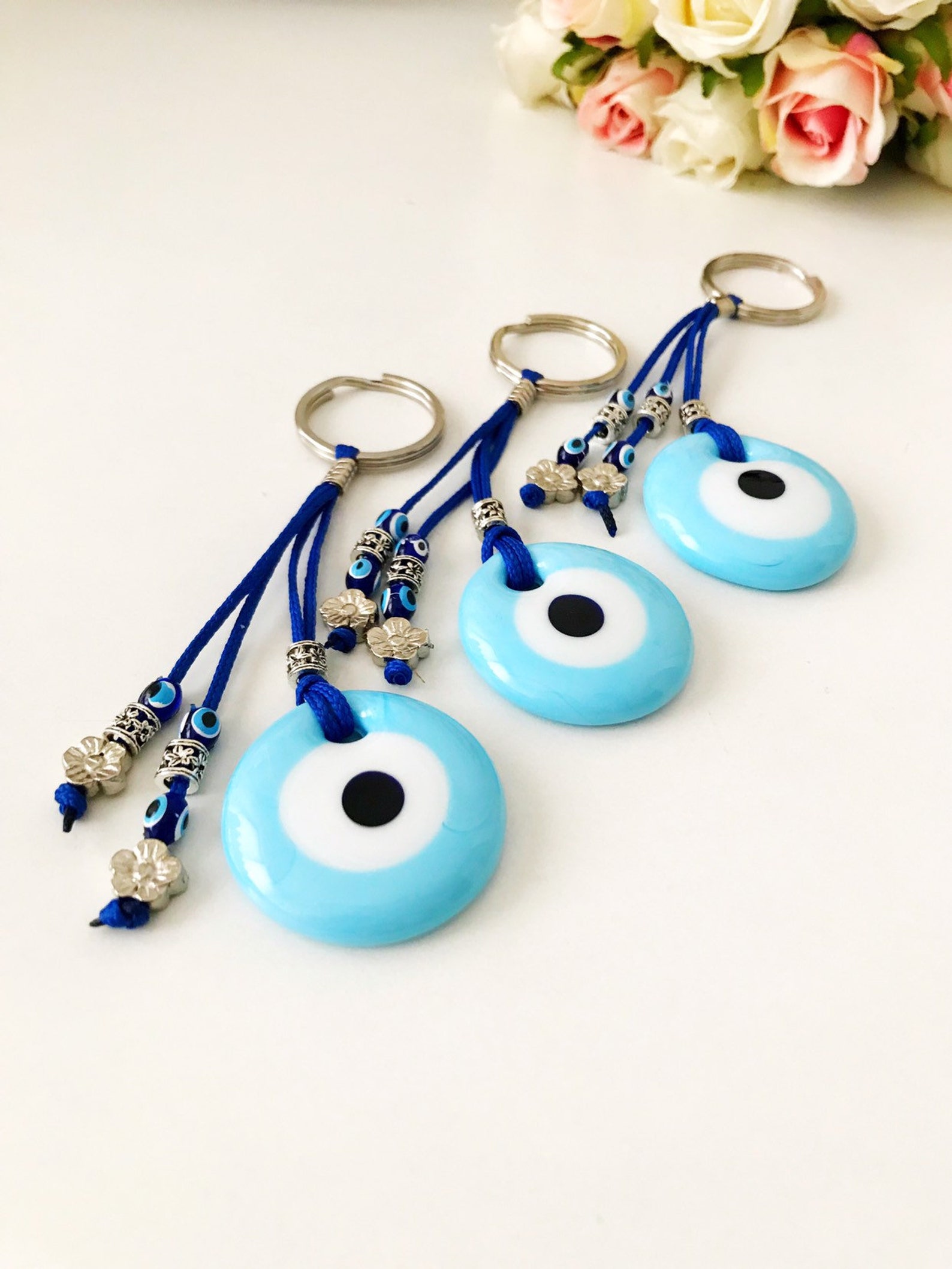 Evil Eye Keychain Turquoise Evil Eye Bead Turquoise Etsy
