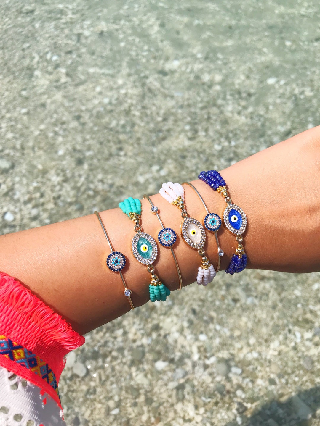 Evil Eye Bracelet Blue Evil Eye Bracelet Beaded Bracelet Gold