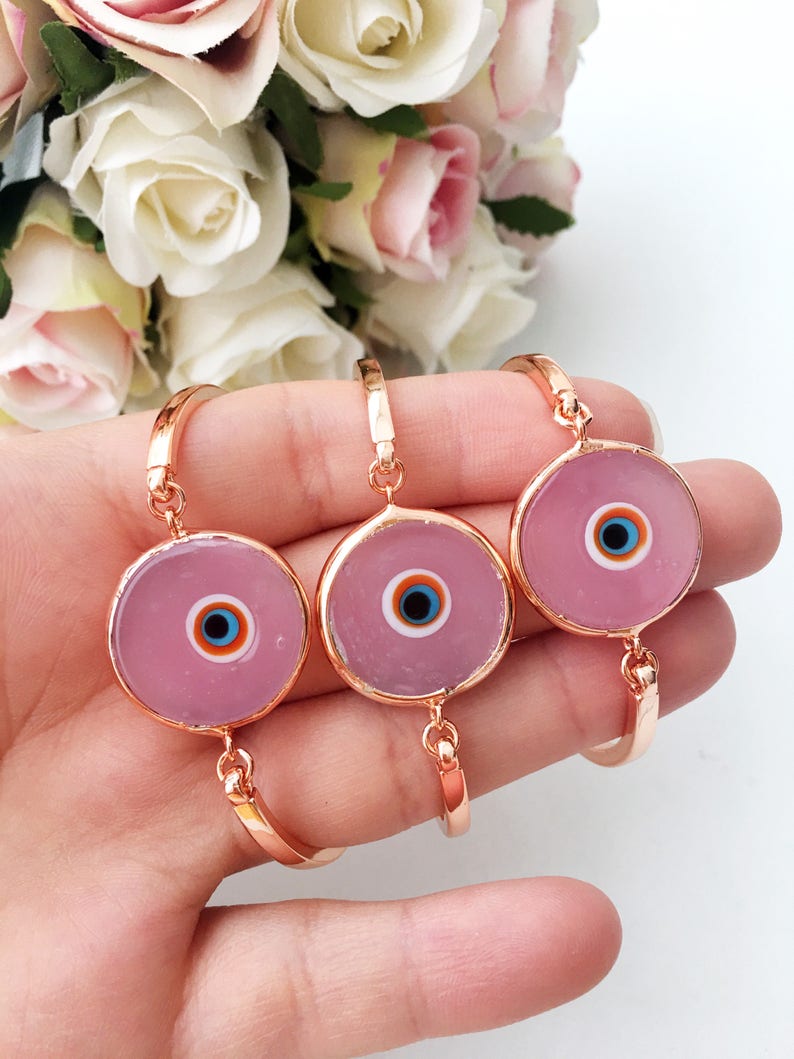 Baby Pink Evil Eye Bracelet Evil Eye Murano Glass Bracelet Etsy
