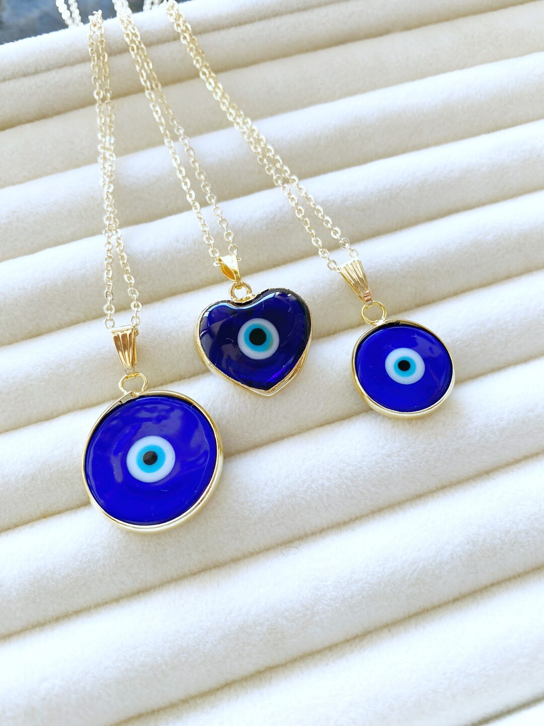 Blue Evil Eye Necklace, Greek Evil Eye Bead, Gold Necklace, Murano ...