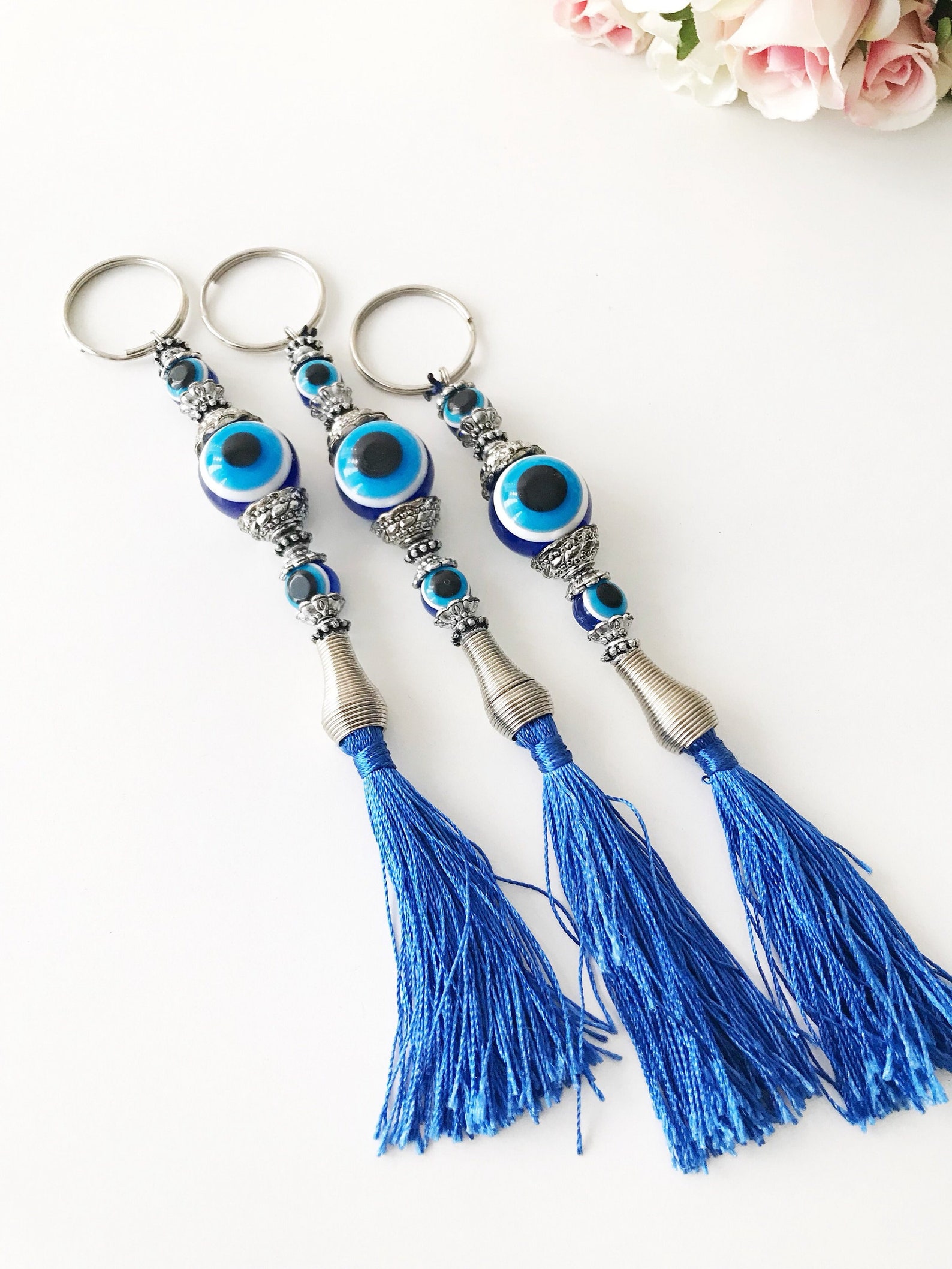 Evil Eye Key Chain Evil Eye Keychain Tassel Keychain Evil Etsy