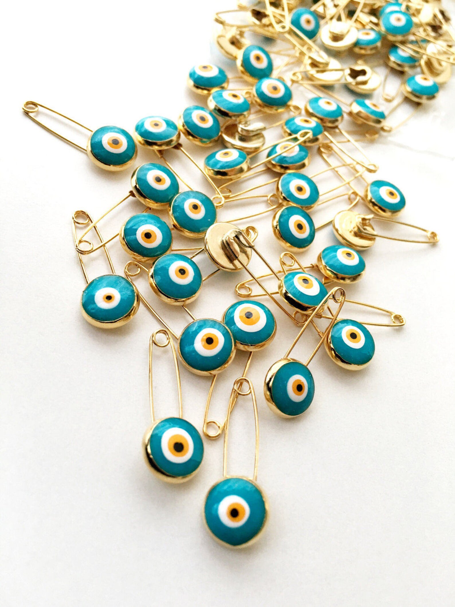 5 Pcs Evil Eye Safety Pin Green Evil Eye Stroller Pin Safety Etsy