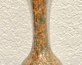 Vintage Porcelain MOSAIC by Elynor Bud Vase with Gold interior. 6.5” tall, Signed.
