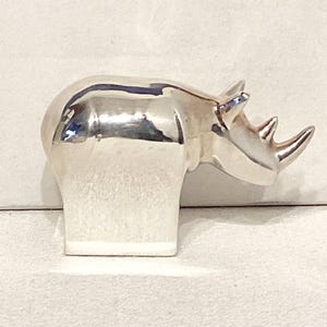 1970’s DANSK Designs by Gunnar Cyren Electoplated Rhinoceros Paperweight, Japan