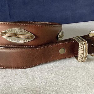 Vintage Western Billy Belts genuine leather belt Size 36 Color brown Vtg Billy Belts Brown Leather Size 36 Brass Buckle USA  main image 3