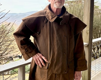 Australian Outback Long Duster Coat Grayish Brown Canvas With