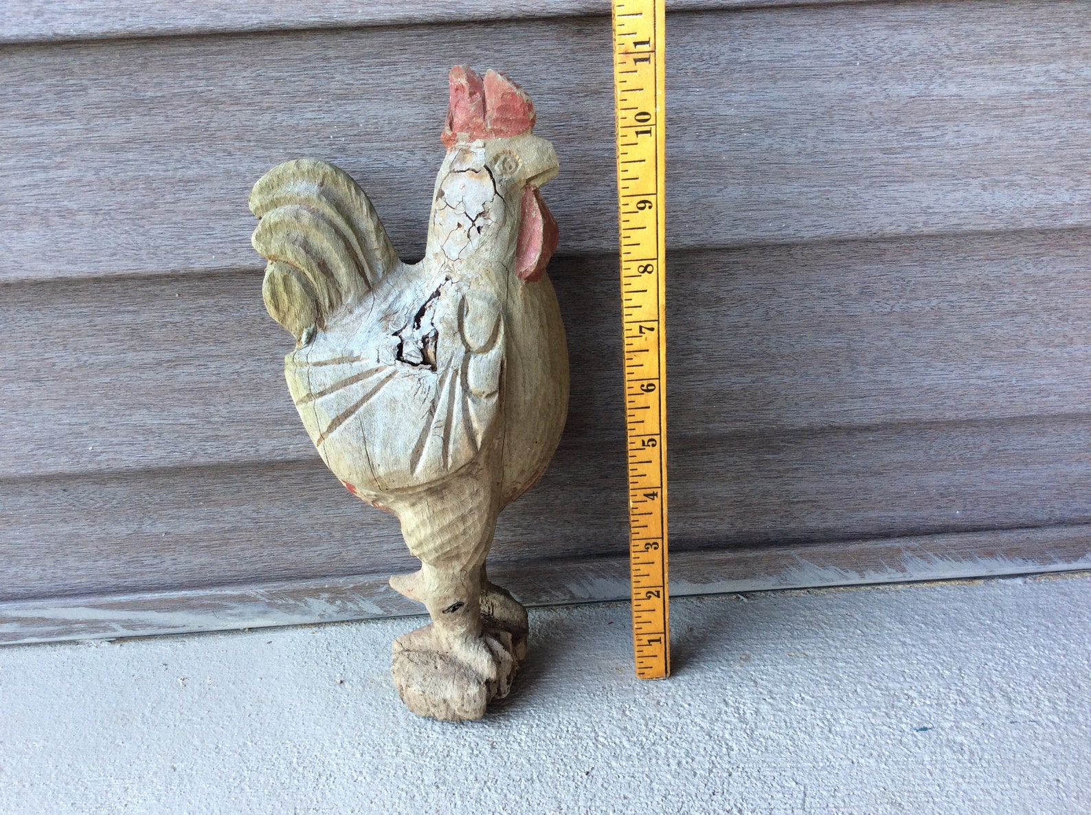 Antique Folk Art Hand Carved Wood Rooster Primitive Etsy