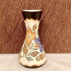 Vintage Hand Painted Gouda Plateel Flora Keramiek Vase, Holland, MINT