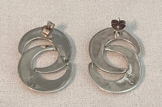 Vintage ND 925 Sterling Pierced Earrings in shape… - image 7
