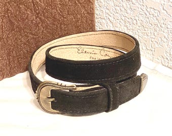 Cinturón vintage de ante negro ELAINE COYNE, sin estrenar, talla S, fabricado en Boston, firmado.