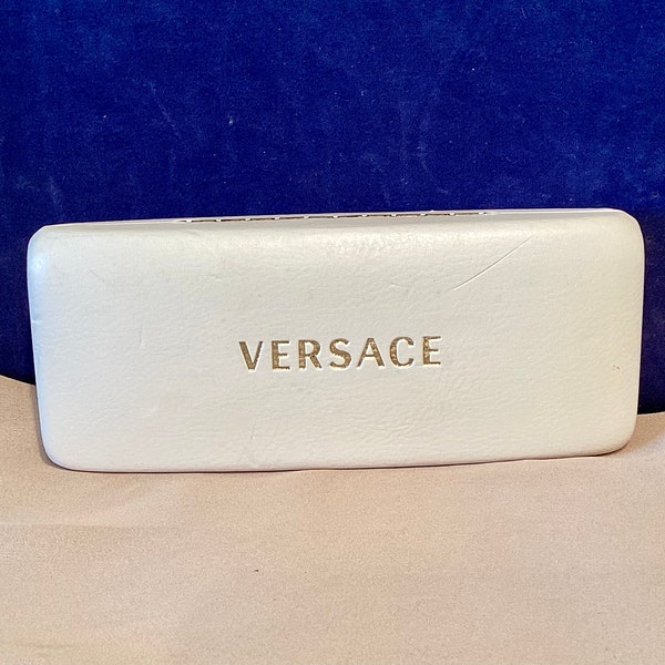 VERSACE White/Gold Leather Hardshell Eyeglass/Sunglass Case