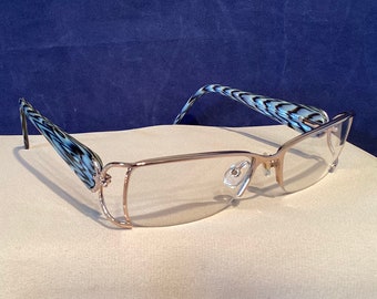 Vintage ESCADA VES662S Designer Eyeglass Frames with Gold 1/2 Rimless Frames and Rhinestone Accents, ITALY