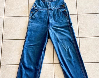 CARHARTT Distressed Blue Denim Overalls, RO7-DST. 36 X 33.